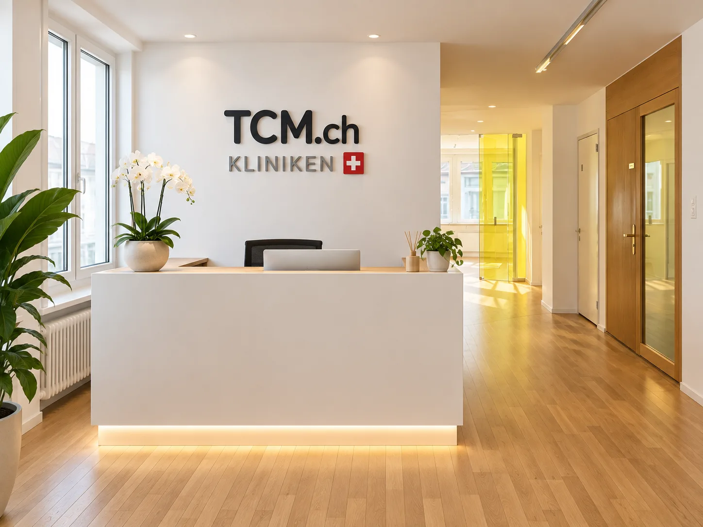 Symbolbild: Empfangsbereich einer TCM.ch Praxis