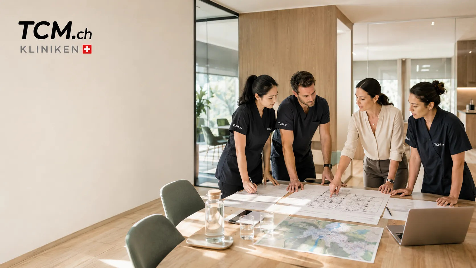 Team der TCM.ch Kliniken bei der gemeinsamen Standortplanung